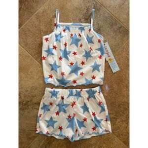 Girls' Cat & Jack Red White & Blue Star Pajama Set Size Small (6/7) NWT